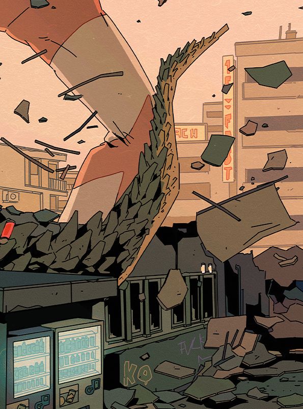 A crop of an image, showing Ultramans leg and a Kaiju tail. #kimgakaku
