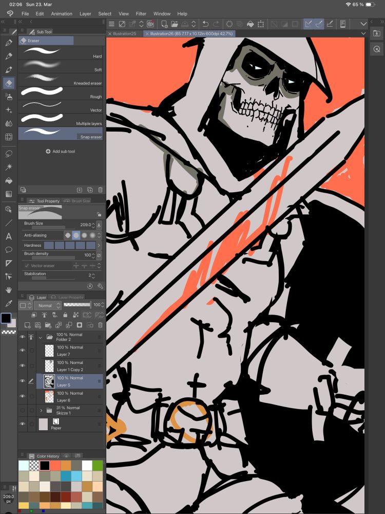 Screenshot of an iPad screen, showing an unfinished Taskmaster doodle. #kimgakaku