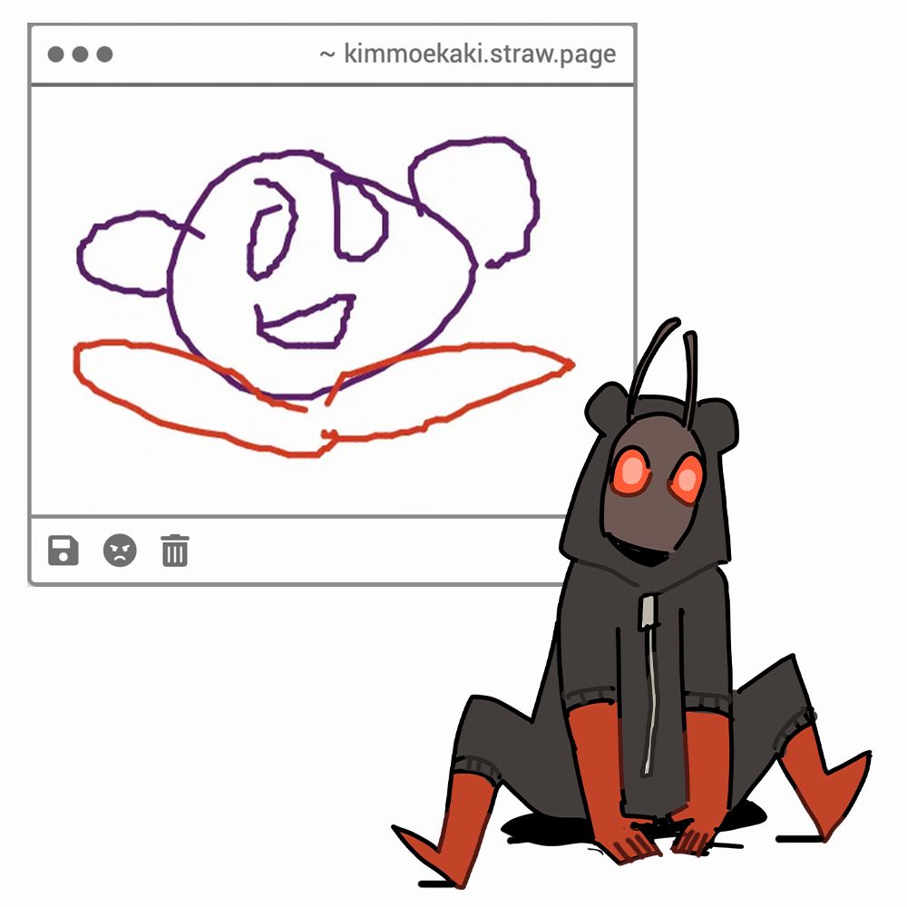 Two doodles of Black Ant with bear's ears.