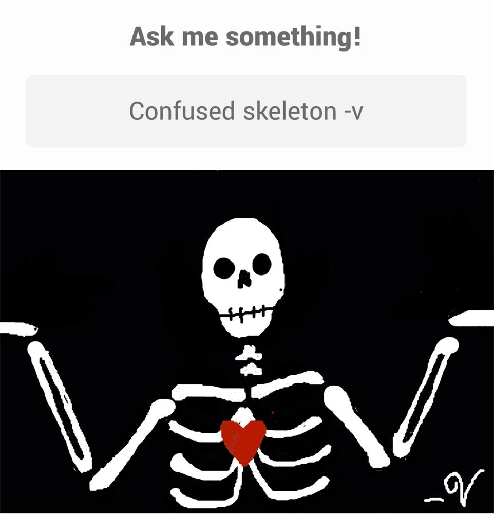 Doodle of a confused skeleton.