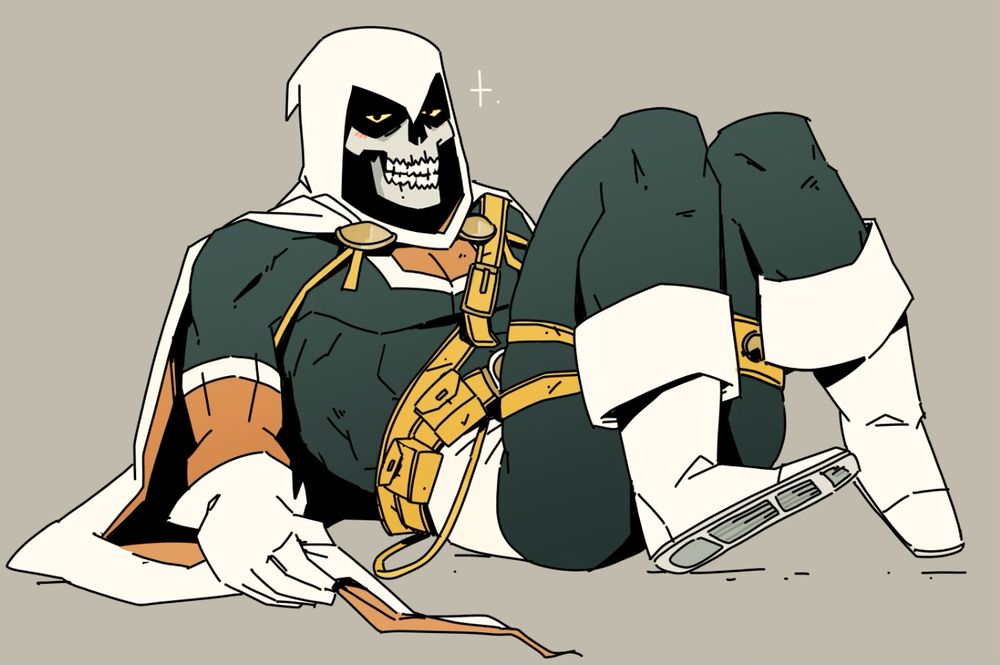Taskmaster doing a babygirl pose.