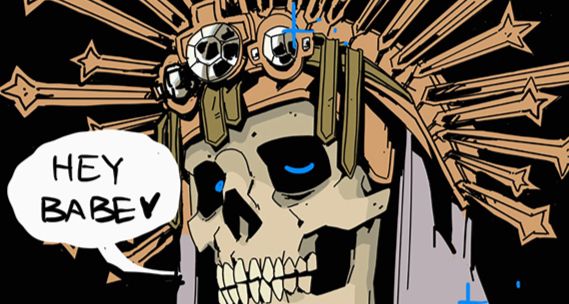 Crop of a Catacomb Saint saying "Hey Babe" #kimgakaku