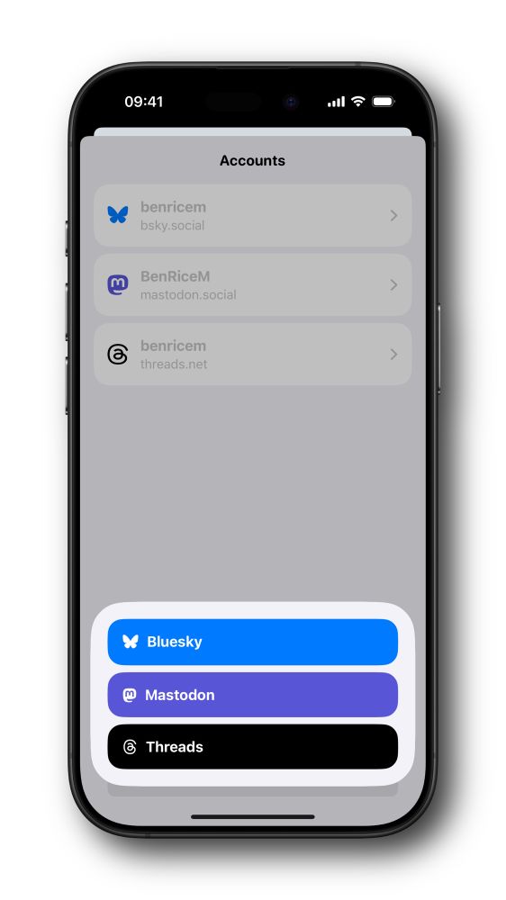 A promo screenshot for Croissant, showing the add account flow