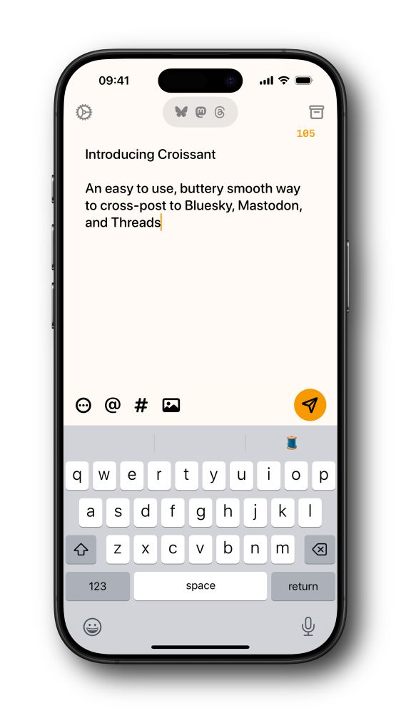 A promo screenshot for Croissant, showing the compose view 