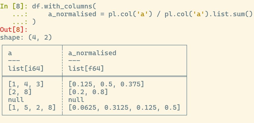 List normalisation in Polars