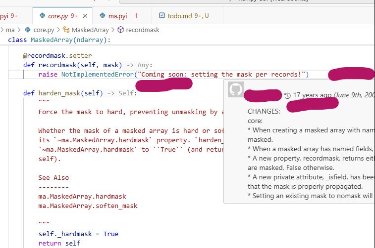 Screenshot of 17-year-old commit message in NumPy