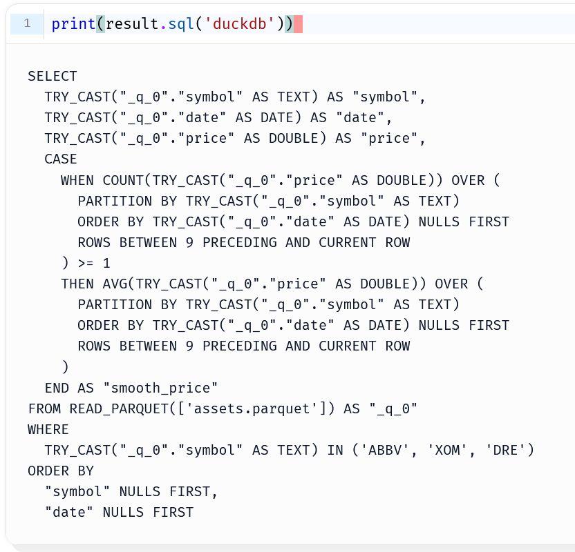 SQL generation from Polars syntax