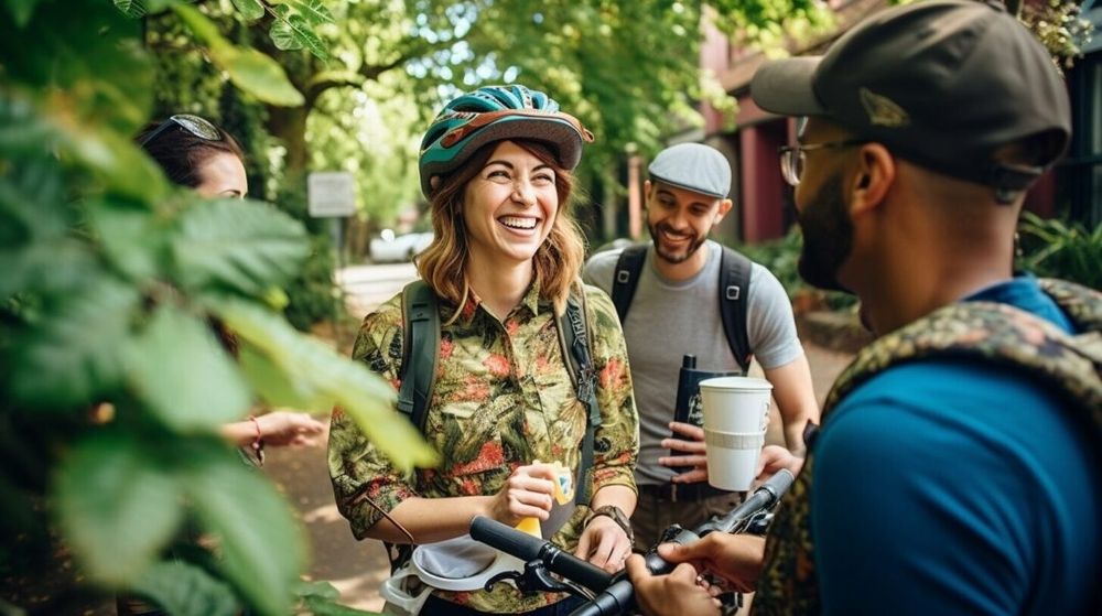 Regular people in Portland doing regular things.