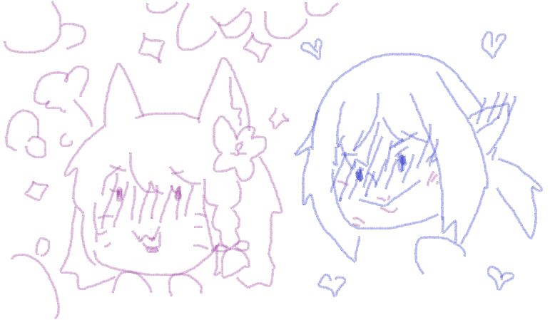 a doodle of cat girl bring proud of kissing her elf husband multiple times