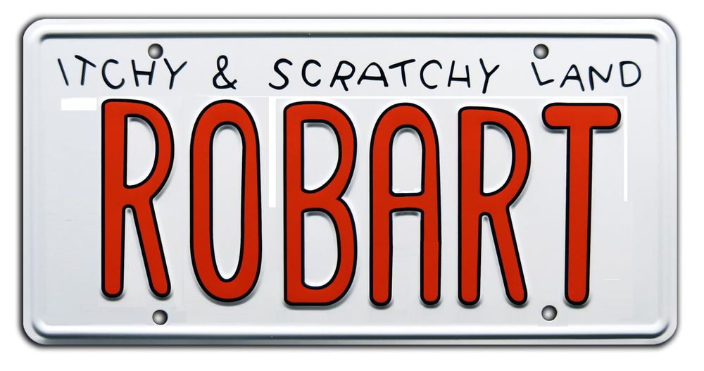 A novelty license plate with the name ROBART