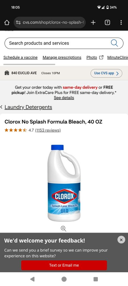 Clorox bleach Being sold by cvs