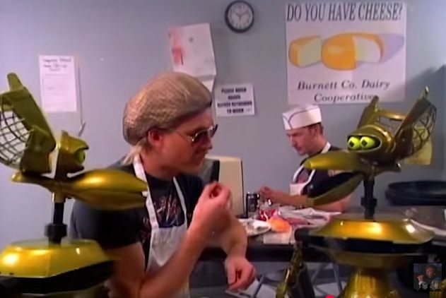 Crow T. Robot face to face with another Crow T. Robot.