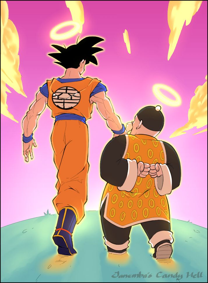 Goku and Grandpa Gohan, walking together in the afterlife