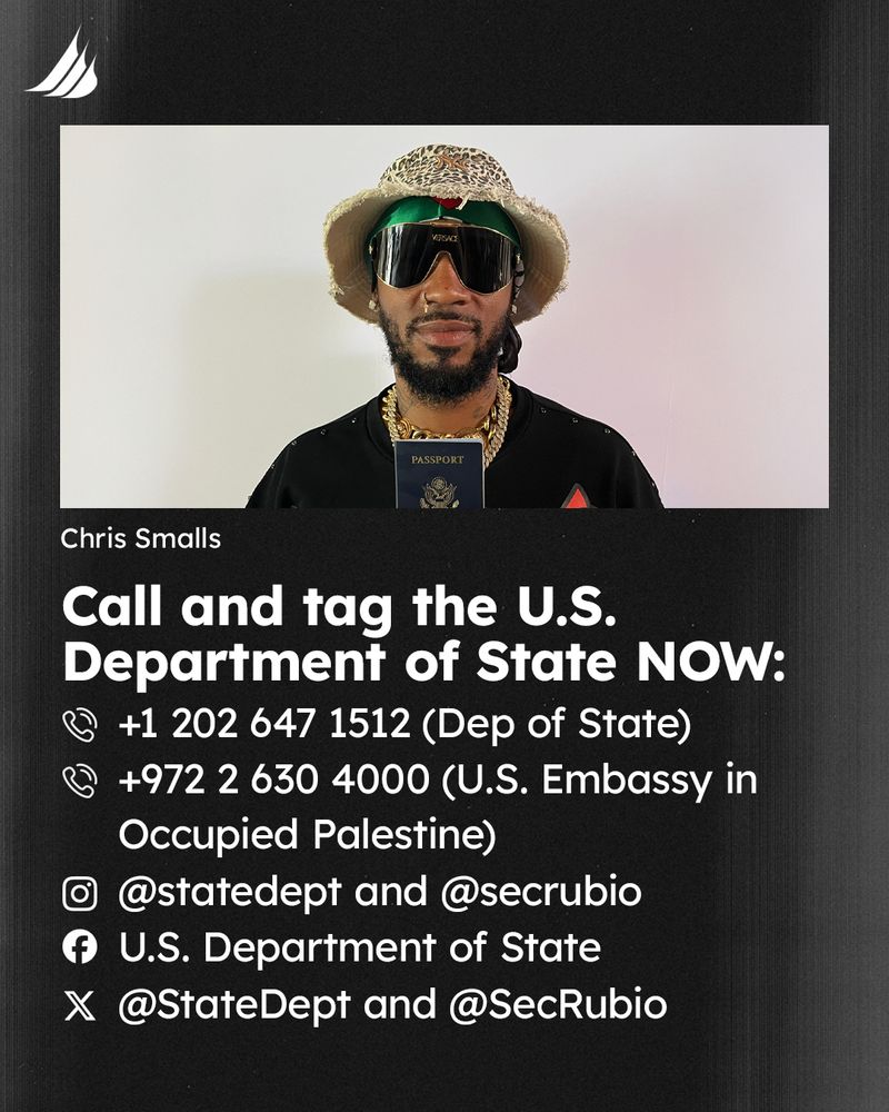 Call and tag the US Department of State NOW: 
Call: +1 202 647 1512 (Dept. of State)
Call: +972 2 630 4000 (US Embassy in Occupied Palestine)
IG: @statedept and @secrubio
FB: US Department of State
X: @stateDept and @secRubio