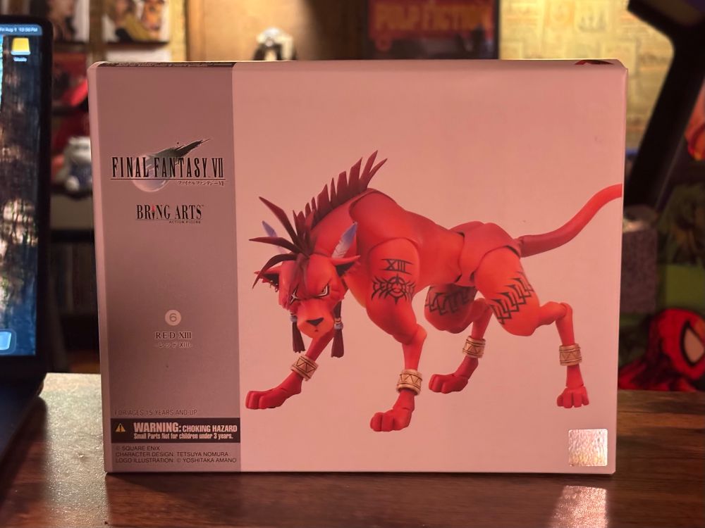 A box containing Red XIII action figure from Final Fantasy VII.