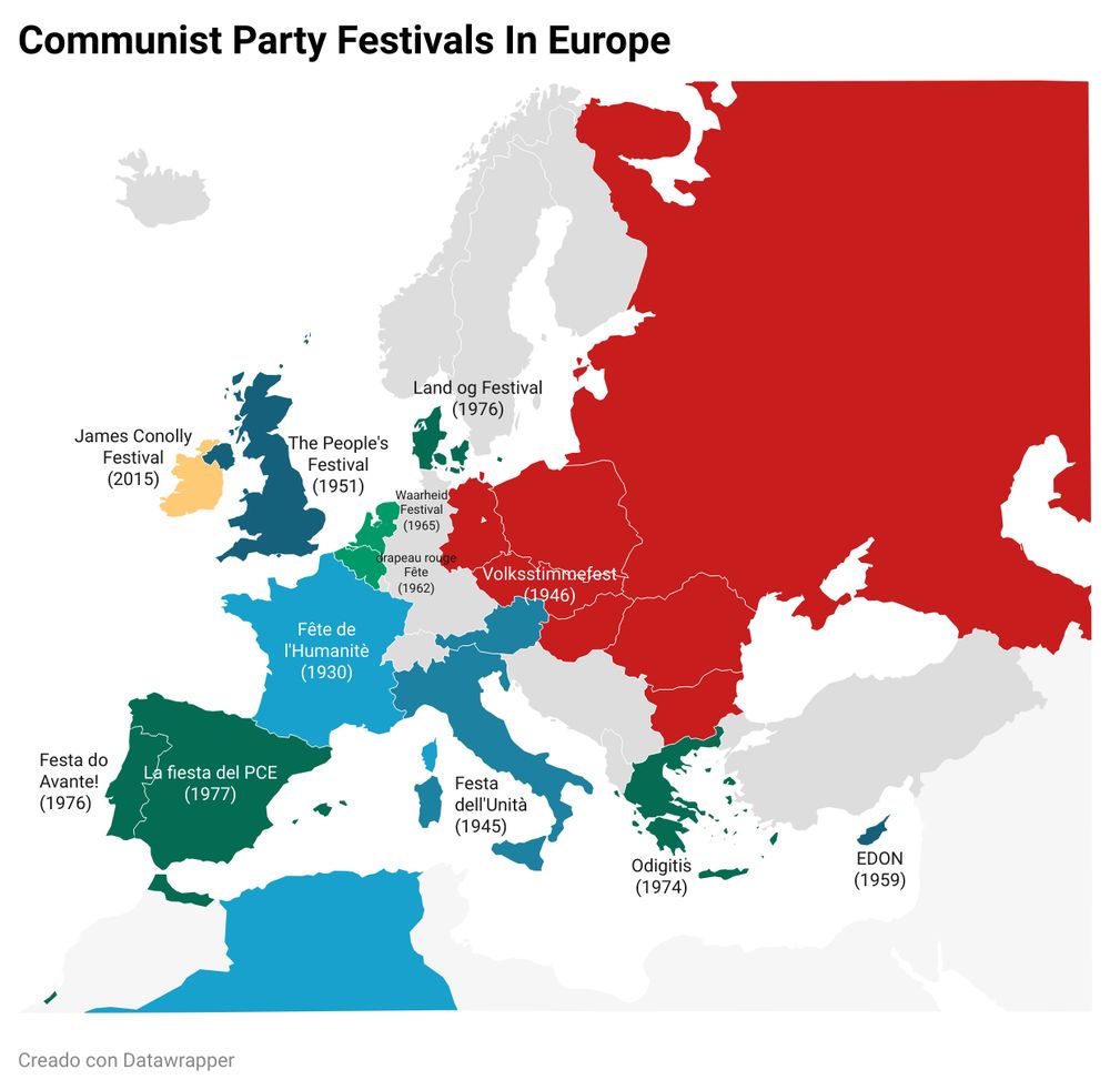 mapa de las distintas fiestas en Europa, elaboración propia. 