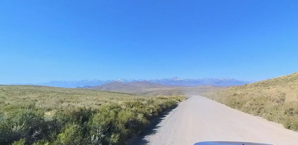 A Google Streetview screenshot of a gravel road in California that goes from Bodie State Historical Park to the eastern Sierra Nevada mountains.