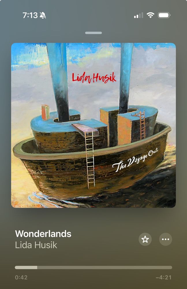 A screenshot of an Apple Music play of the song “Wonderlands” from the Lida Husik album, ‘The Voyage Out’.
