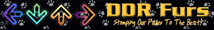 The old DDR Furs logo, captioned "Stomping Our Paws to the Beat" designed by me back in 2004.