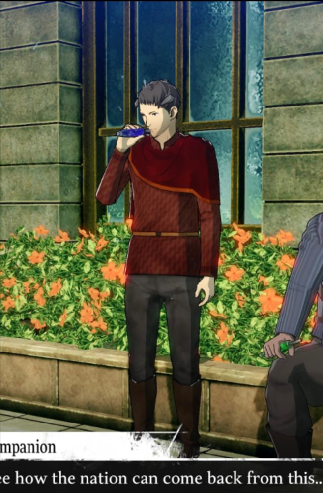 Random NPC in Metaphor Refantazio using what appears to be a fantasy vape