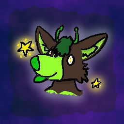 Headshot of green space dog, Tube.