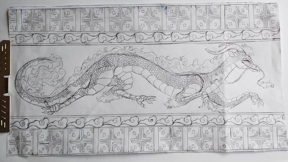 Long dragon (so glad I didn't make him any longer bc SCALES- ik they're fish scales that I drew but rn IDC it's just a detail I wanted to do but I have my regrets bc my hand hurts)