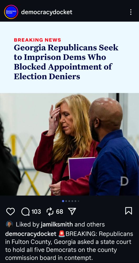 Article headline: Georgia Republicans seek to in prison Dems who blocked appointment of election deniers