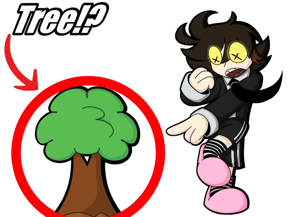 CL is scared of trees, and does the same pose as tenna, when he sees spamton in deltarune chapter 3