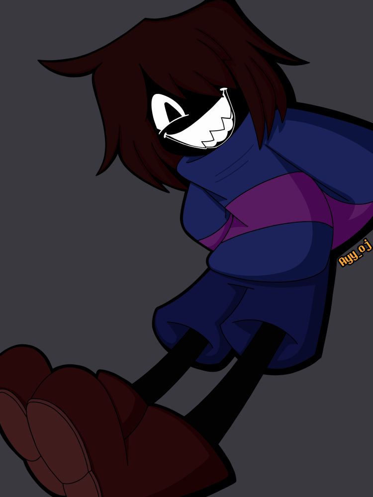 Art depicting NightTerror Frisk by Ru1ynn/Rulin on Twitter and art fight 
Art by yours truly