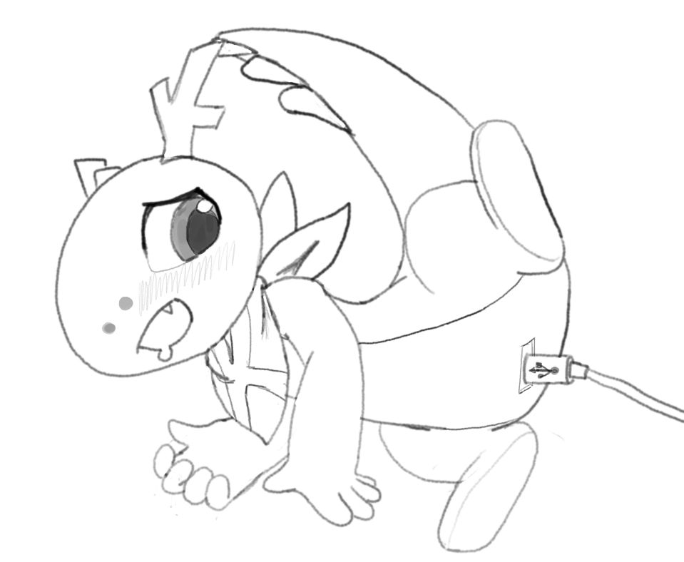 Konqi getting recharged by usb connection