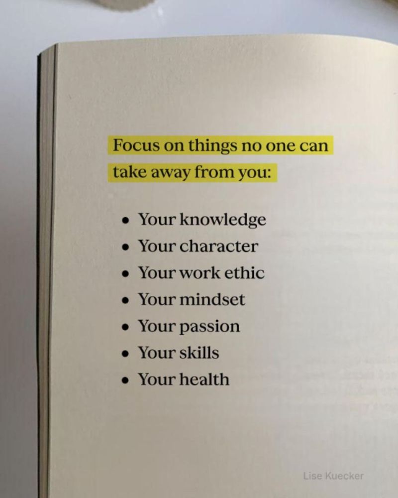 knowledge, character, skills, mindset, health