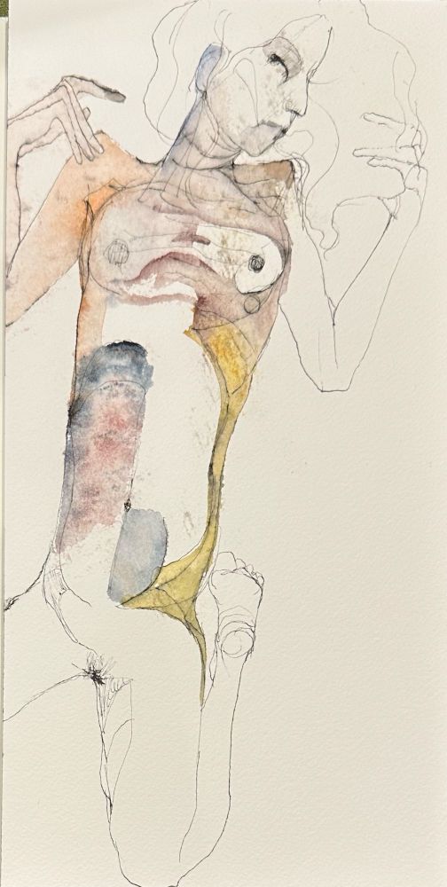 Nude laying on back view from above 