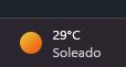 Una captura del menú del Tiempo de la barra de tareas de un ordenador con Windows. En plena ola de calor lee: 29 grados centígrados, soleado.