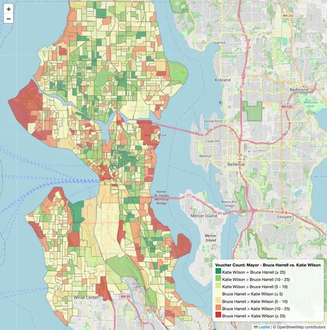Map showing where vouchers are being collected and for who.