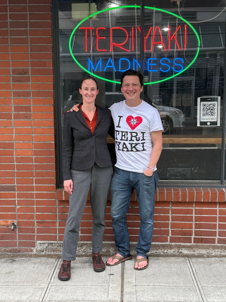 Katie and Kenji outside Teriyaki Madness