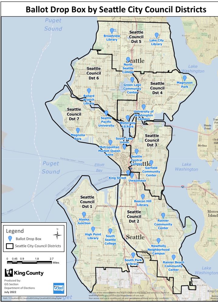 Map of Ballot Drop Boxes