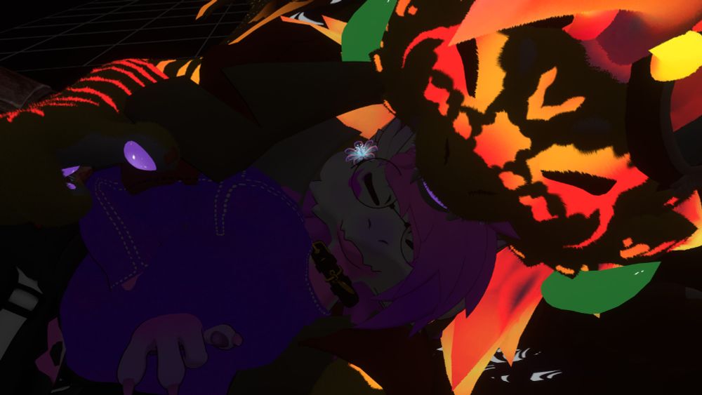 A similar image to the first, this image is framed horizontal and features both creatures with their eyes closed, as if sleeping.