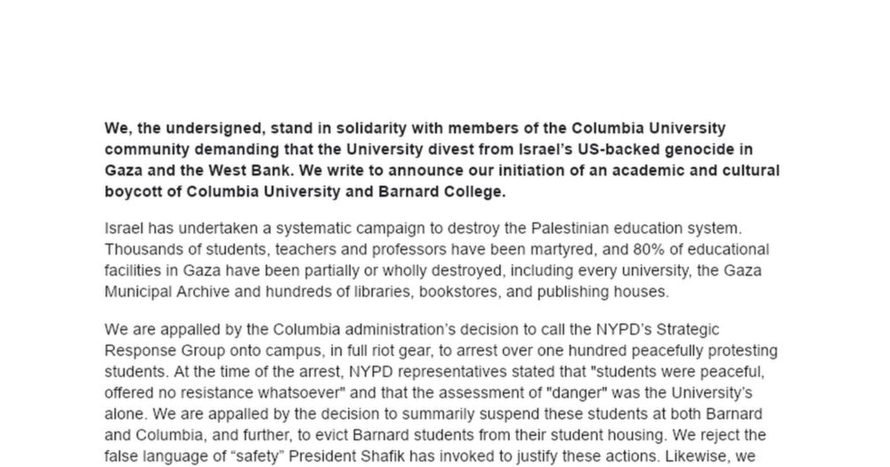 Columbia Boycott