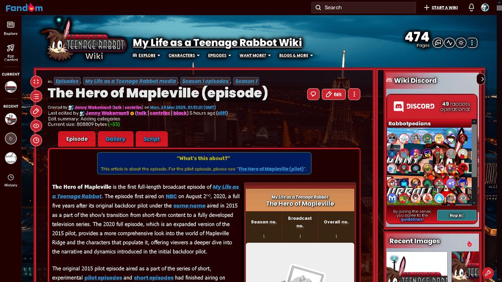 A screenshot of the article itself featuring its completion, minus an actual title card to make the episode look even more legitimate.