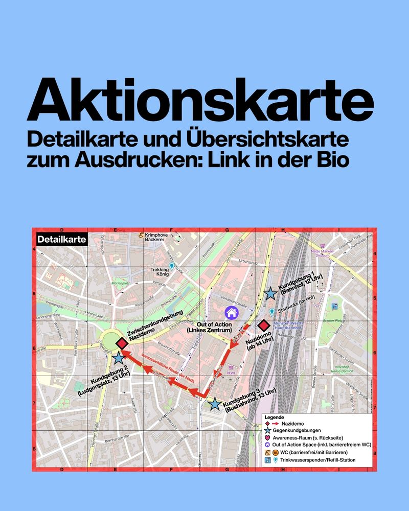 Text: Aktionskarte. Detailkarte und Übersichtskarte zum ausdrucken: Link in der Bio. Abbildung der Detailkarte.