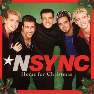 NSYNC Home for Christmas album cover featuring the five bandmates with holly in the corners.