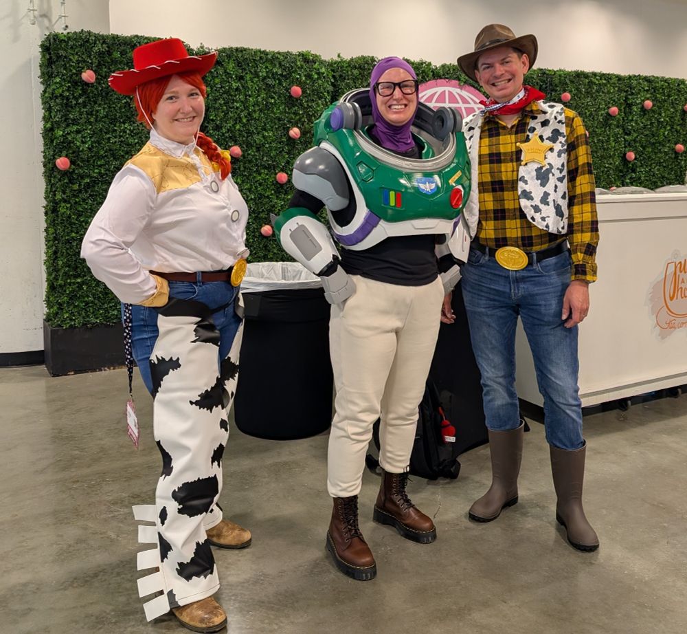 Abbey as Jessie, Kayla as Buzz Lightyear, and Richard as Woody