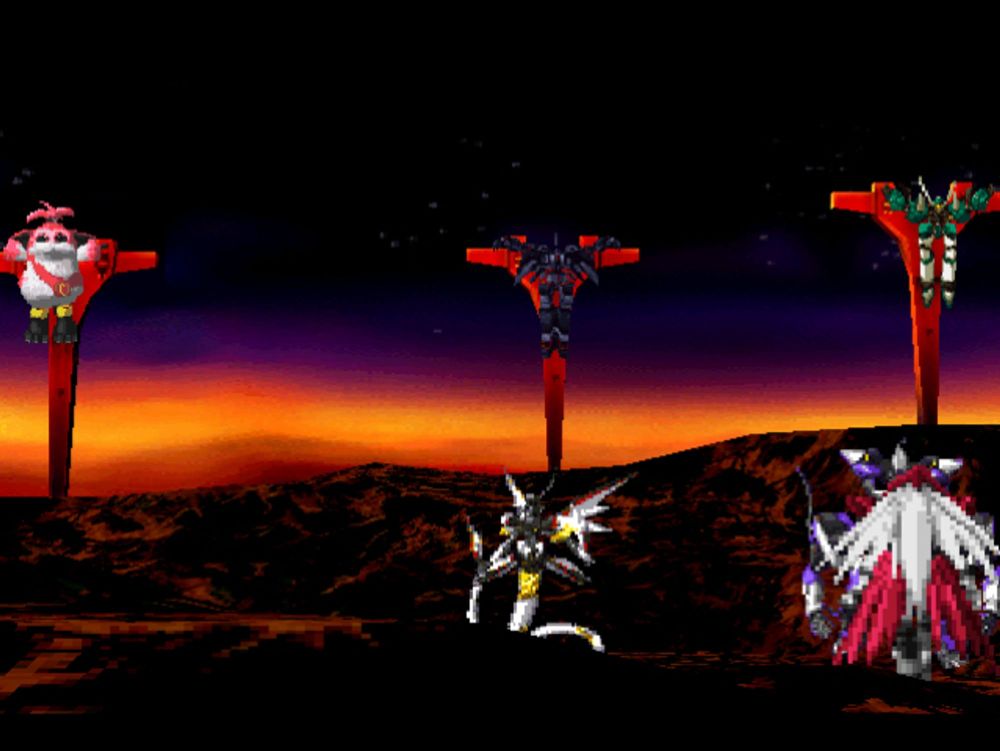 A picture of Xenogears characters being crucified.