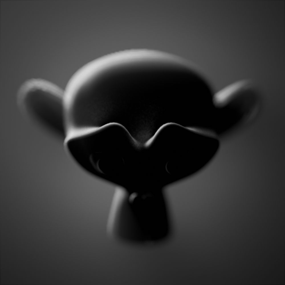 A monkey head lit with a rim light.