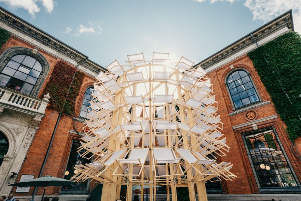 A Temporary Pavilion Made of 108 Deck Chairs Blooms Daily in Copenhagen — Colossal