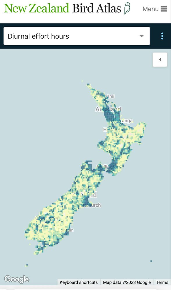 Map showing bird recording effort in 10k blocks, most effort is around population centres, there are a few white patches where there are no atlas records in the last three years.