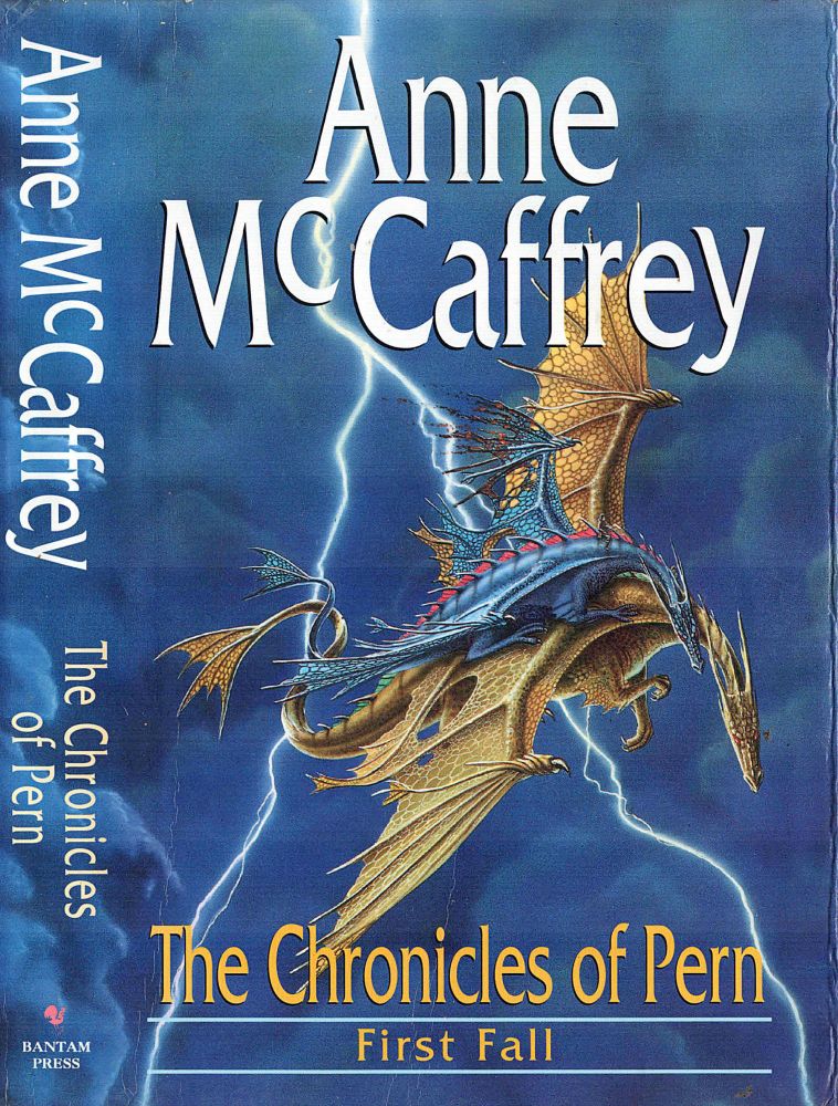 A book cover for an Anne McCaffrey novel with dragons getting sexy on it