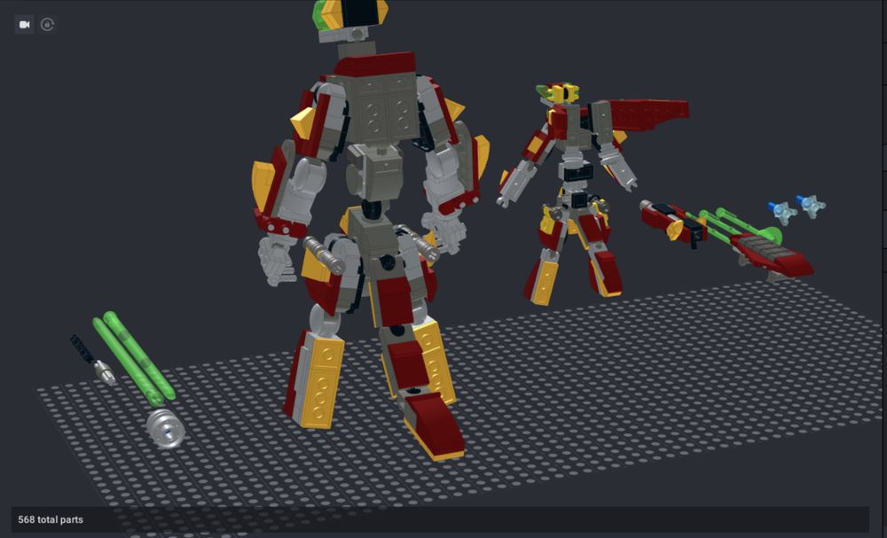 Back view of the original on the right and the larger ver. on the left