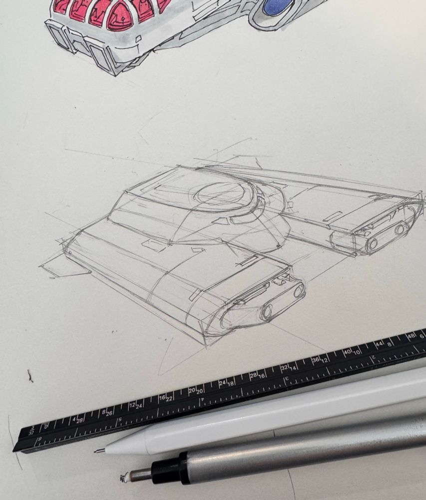 rough sketch of spaceship 7 in pencil.