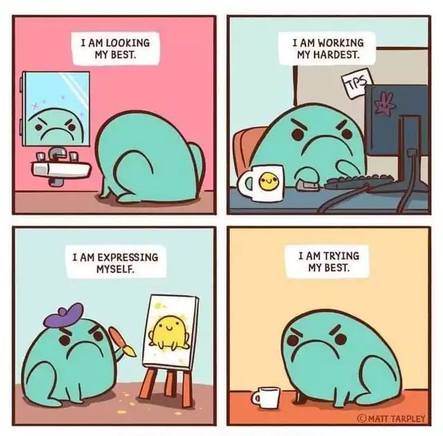 An angry frog comic; trying its best.